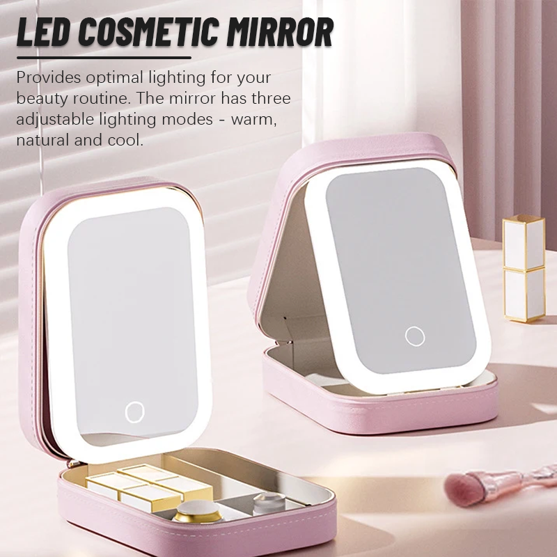 Miroir de maquillage réglable tricolore à LED (🎁Avec miroir grossissant 5x/10x/15x)