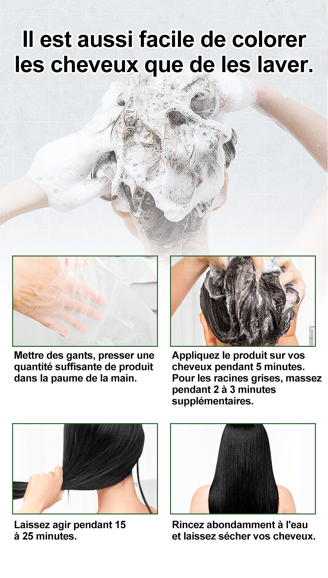 Extrait de plante pure pour la teinture à bulles de couleur de cheveux gris (ACHETER 2 LIVRAISON GRATUITE)