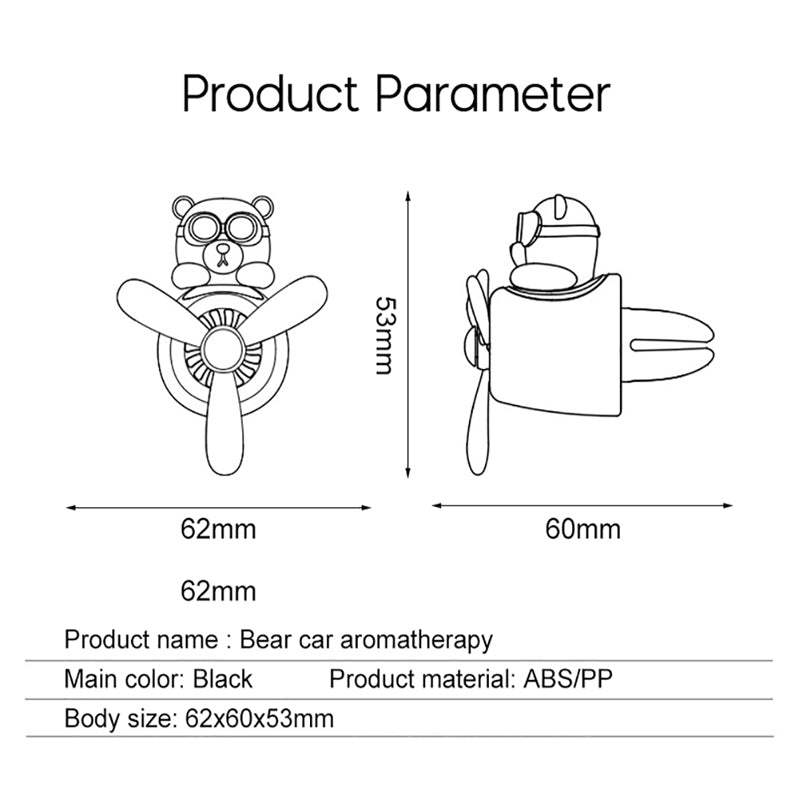 🔥VENTE CHAUDE🔥Ornement de parfum de sortie d'air de voiture pilote d'ours noir de dessin animé