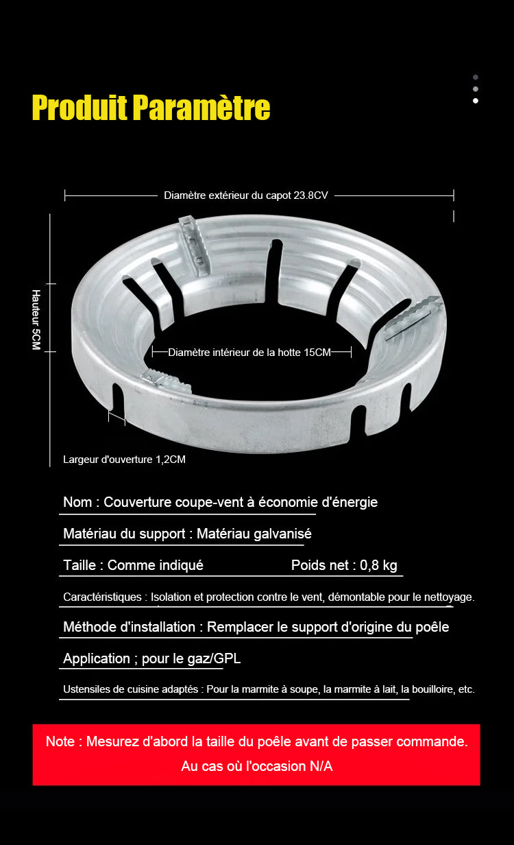 Couverture D'Économie D'Énergie De Collecte De Feu De Cuisinière À Gaz Domestique