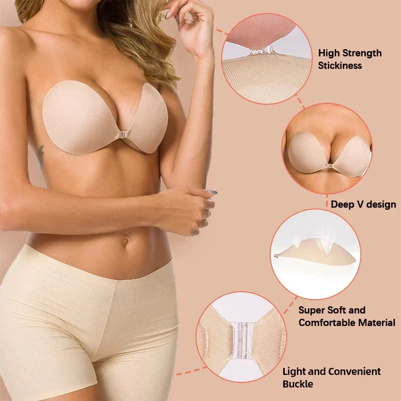 Bandes de soutien-gorge push-up invisibles adhésives réutilisables sans bretelles