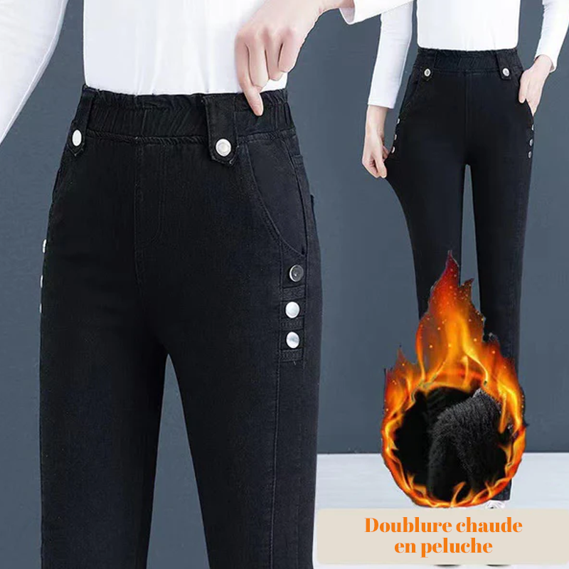 🔥VENTE CHAUDE🔥Jean Skinny Élastique En Peluche Chaude Pour Femme