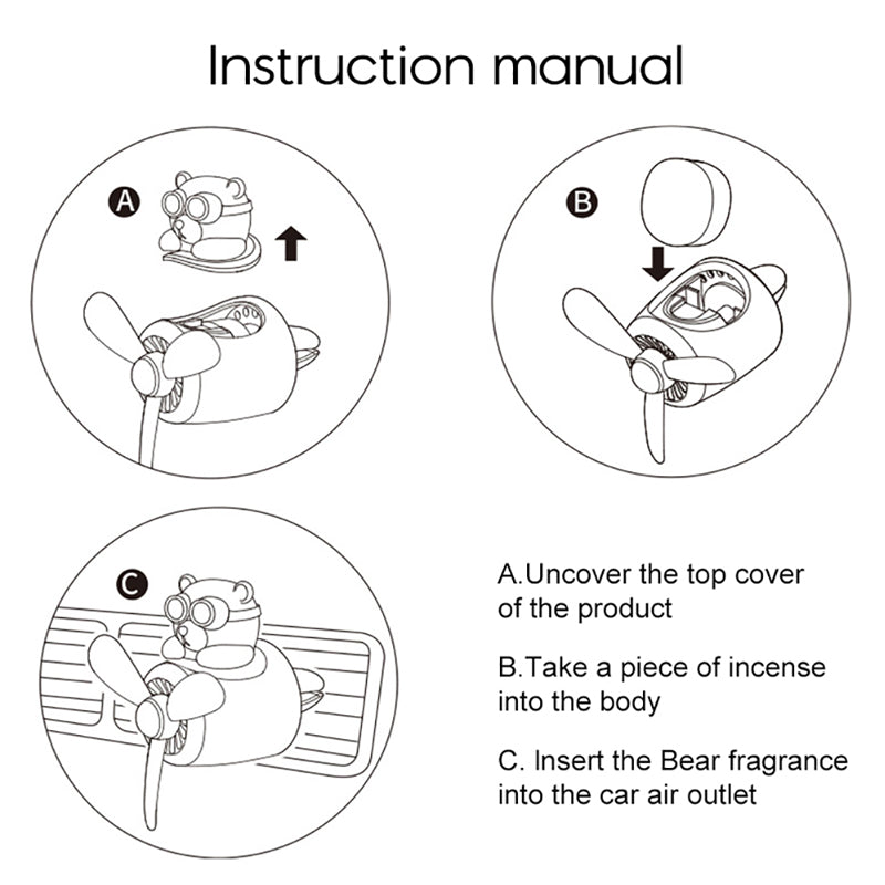 🔥VENTE CHAUDE🔥Ornement de parfum de sortie d'air de voiture pilote d'ours noir de dessin animé