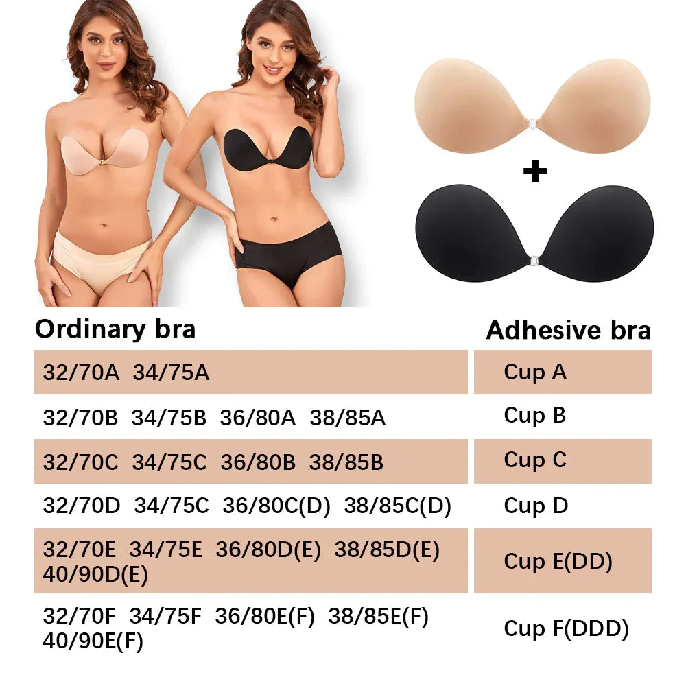 Bandes de soutien-gorge push-up invisibles adhésives réutilisables sans bretelles